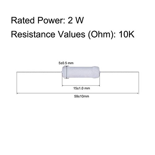 uxcell 60 бр. Резистор 10 Ома, 2 W, Филм Резистори от метален Окис с толеранс 5%, Аксиален Заключение, Огнезащитни