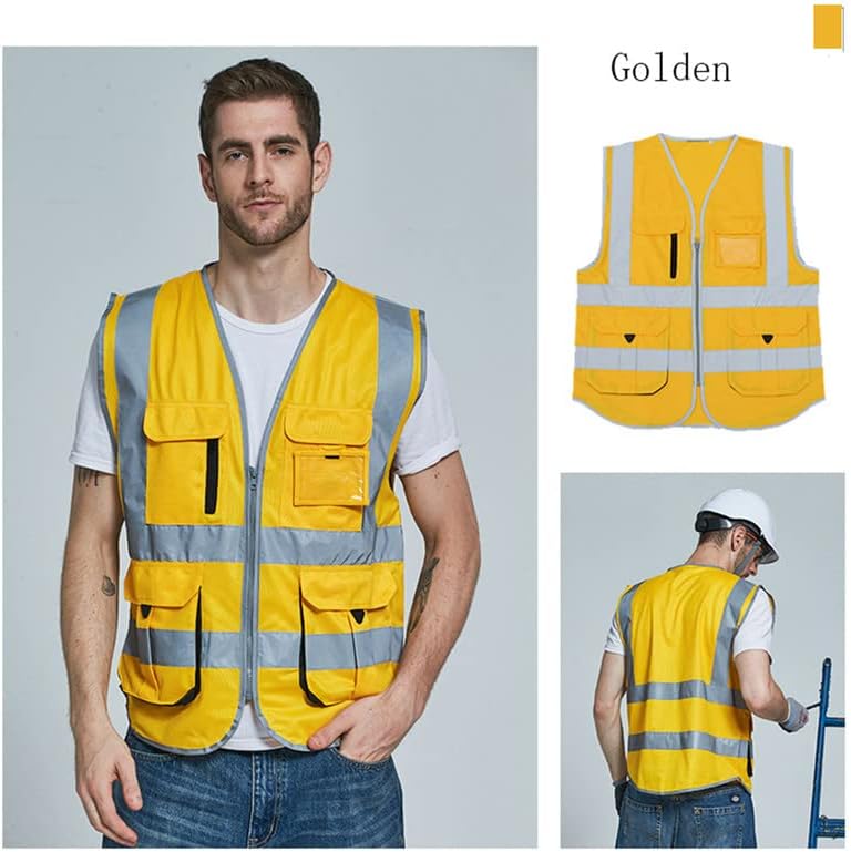 Отразяваща жилетка за безопасност висока видимост, с множество джобове Hi-vis жилетка работно облекло защитно