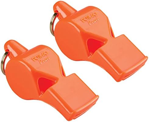 Силен морски свирка Fox 40 Pearl за спорт и сигурност, Оранжево (2 опаковки)