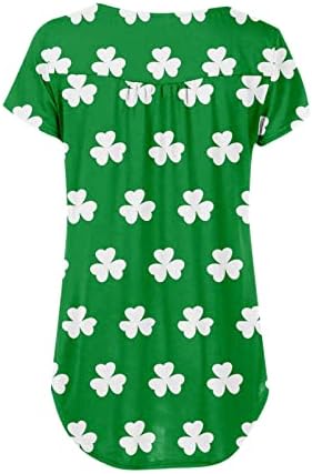 Дамски Ризи CHEEKEY St Patricks Day с Къс Ръкав, Ирландски Ризи Shamrock Henley, Зелени Върхове Копчета за Жени,