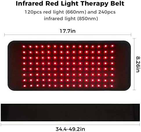 Колан за терапия с инфрачервени червена светлина HOLIIO за облекчаване на болки в кръста, Близкия инфрачервена