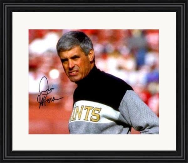 Снимка на Джим Мора с автограф 8x10 (треньор на Ню Орлиънс Сэйнтс) SC2 в матова рамка - Снимки NFL с автограф