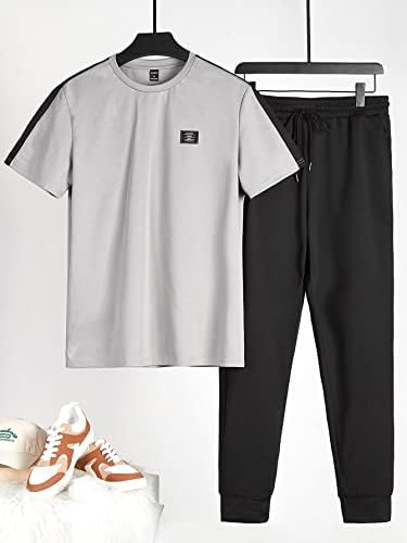 NIBHZ Облекло от две части за мъже, тениски с надпис и спортни панталони (Цвят: многоцветен, Размер: Средно)