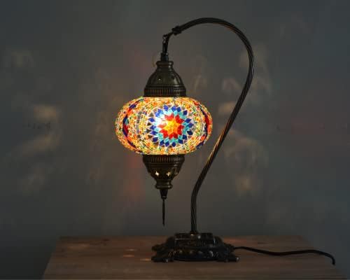 LaModaHome Турска лампа Цветна Мозайка Стъклена Декоративна Настолна Лампа за Дневна, Спалня или офис Мароканска