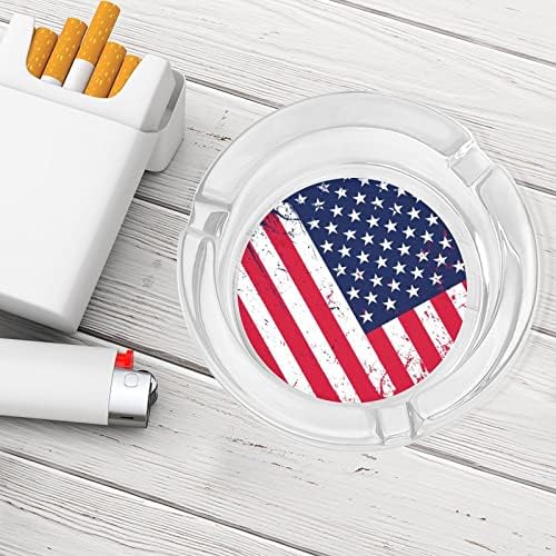 Гръндж СЪЕДИНЕНИ Американски Флаг Стъклени Пепелници Кръгла Пепелник Сладко Сладко Титуляр за Пепел Калъф за