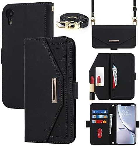 Чантата Jaorty по рамото за iPhone XR, за носене с Регулируема Каишка на съвсем малък, Държач за кредитни карти