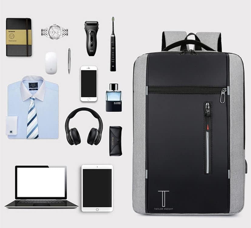 Пътен раница за лаптоп Taylor Knight с USB зареждане, подходящ за бизнес, в училище, колеж и пътувания. Чанта