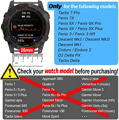 ZPJPPLX 26 мм Найлонов Плат каишка за часовник Fenix 5X Fenix 7X, Смяна на спортни гривната за Garmin Fenix