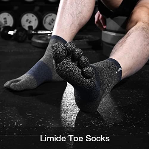 limide Мъжки Чорапи за бягане с пет пръста, Компресия Спортни Чорапи за джогинг, 3 Двойки (Размер 7-11)