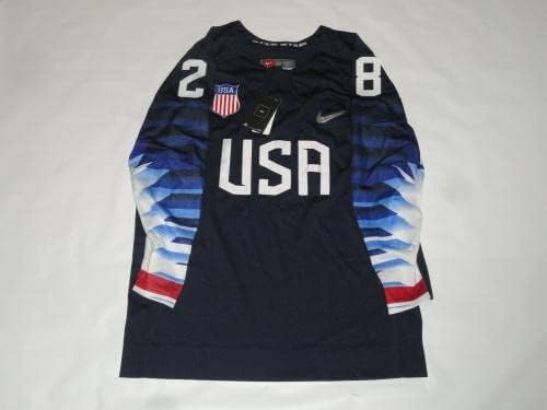 Аманда Кессел Подписа Хокей Фанелката на Олимпийския отбор на САЩ през 2018 Г. По Лиценз на Psa Coa - Олимпийски