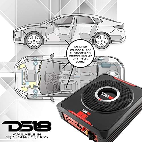 DS18 SQBASS8 Нископрофилен Тънък Автомобилен Субуфер с мощност от 600 Вата с 8-Инчов Увеличаване с Дистанционно