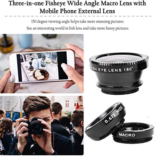 Комплект Лещи за Камера на Мобилен телефон 3 в 1, Широкоъгълен и Макро-Обектив Рибешко око, Универсален за смартфони