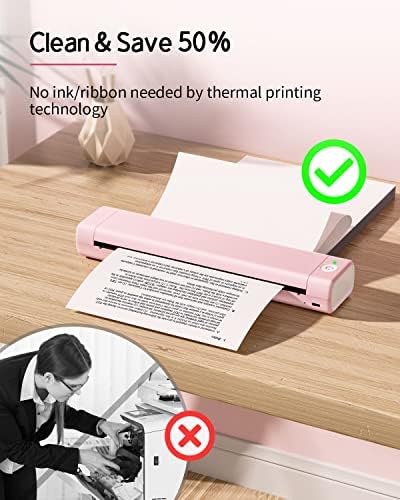 Безжични преносими принтери COLORWING за пътуване - Безжичен принтер Bluetooth M08F Pink, Термопринтер без мастило
