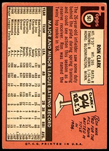 1969 Topps 561 Рон Кларк Миннесотские близнаци (Бейзболна картичка) VG Близнаци