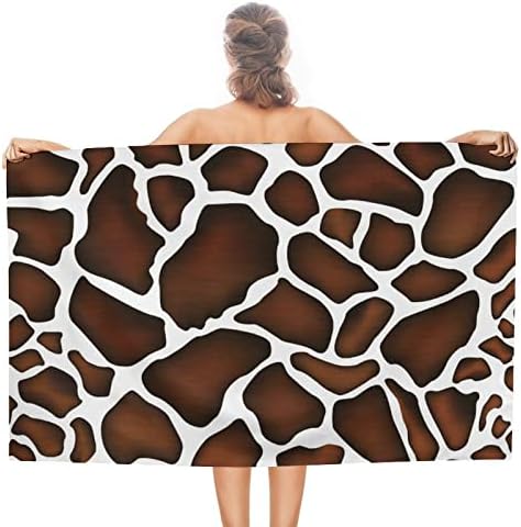 Кожата на Диво Животно Жираф 31x51 инча в Плажния Кърпа Леки Кърпи за Плуване в Басейна за Пътуване и Почивка
