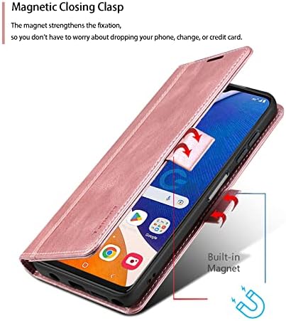 Taneny Калъф за Samsung Galaxy A14 5G, Луксозен Калъф-портфейл от изкуствена кожа с RFID заключване, Държач