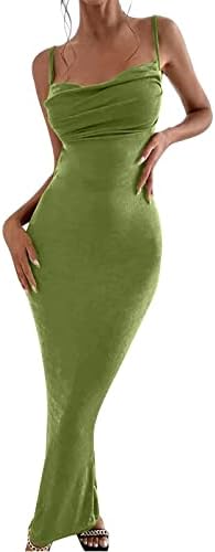 iQKA женското сексуално дебнещ рокля без ръкави с тънки спагети презрамки с рюшами за клубната парти, коктейлни