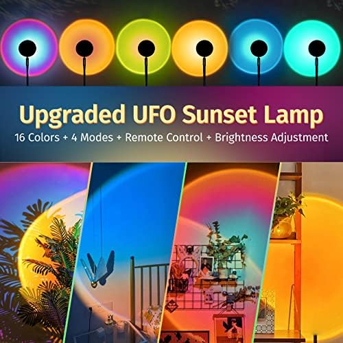 Лека нощ Exnemav Sunset Lamp - 16 Цвята и 4 Режима на Проекционная лампа за залез с дистанционно управление,