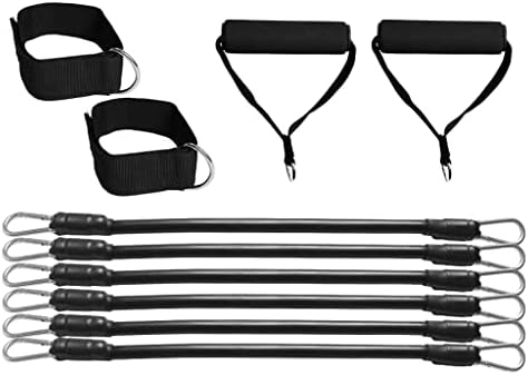 WSSBK Фитнес Эспандер за джогинг, Високоскоростен тренажор за крака, Категоричен еластична превръзка с джапанки на глезените, каишка за писалки (Цвят: черен, размер: 6