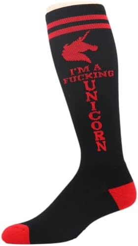 MOXIE Чорапи Черно-Червени Чорапи за фитнес Super Unicorn до коляното