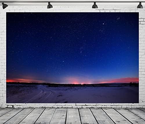 CORFOTO 9x6ft Плат Нощно Звездно Небе Backdrp Нощни Звезди Фон Природа Пейзаж Сняг Черна Скала Плаж Фон за Снимки
