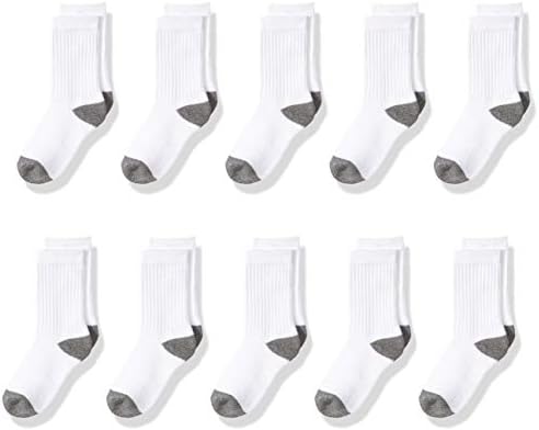 Детски памук чорап Essentials Унисекс, 10 двойки, Бял / Сив, Малък