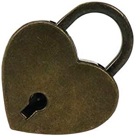 LC LICTOP Бронзов Малък Метален Замък във Формата на Сърце, Мини-Заключване с Ключ за подарък Кутия За Бижута