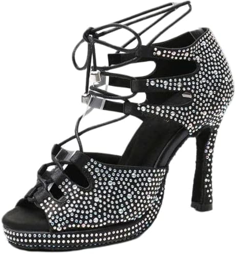 Дамски Обувки за Латино Танци на Платформата, Кристали, чрез шнурове По Поръчка, Ток, Бальная Обувки За Салса,