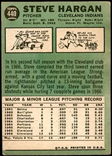 1967 Topps 440 Стив Харган Кливланд Индианс (Бейзболна картичка) БЕДНИТЕ индианци