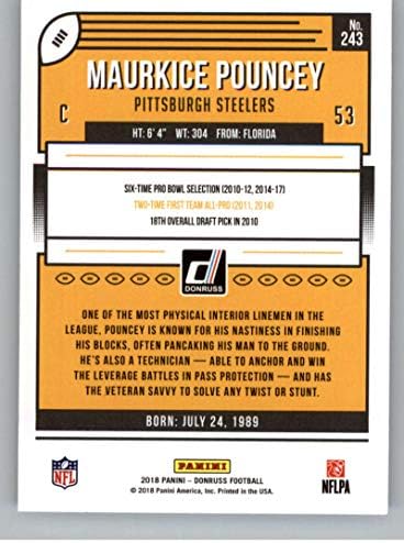 2018 Donruss Футбол 243 Мауркис Паунси Питсбърг Стийлърс Официалната търговска картичка NFL