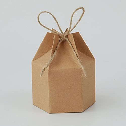 Орех 50шт Опаковка от Крафт-хартия Картонена Кутия Фенер Шестостенни Кутия шоколадови Бонбони Полза и Подаръци