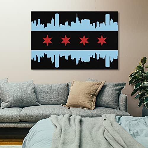 Знаме на град Чикаго Платно Стенно Изкуство Подвесная Модел Стенен Декор за Баня Хол Спалня Офис Кухня