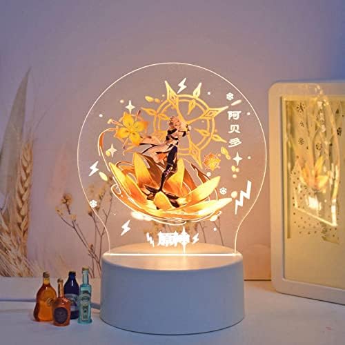 RYUSA Genshin Impact Albedo 3D Илюзия Led лека нощ, 16 Цвята Настолна Лампа за Украса на Дома За Рожден Ден,