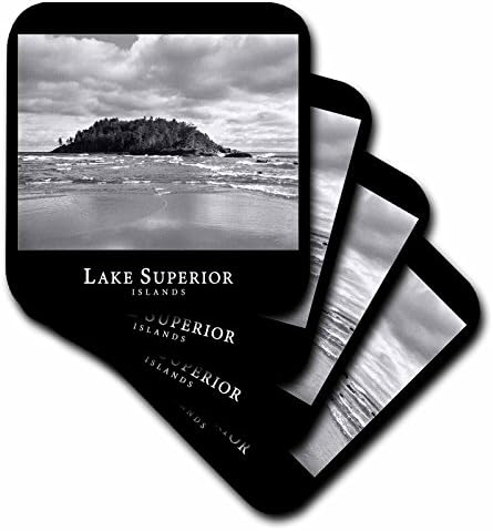 3dRose CST_18439_4 на Острова най-високо езеро 3 Черно-бяла фотография на Скалистите острови в Мичиган Поставка