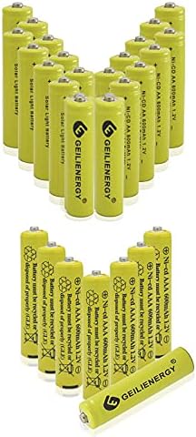 GEILIENERGY 20 Опаковки NiCd AA Презареждащи се батерии за слънчеви крушки с 8 и с малко пари NiCd AAA Акумулаторни