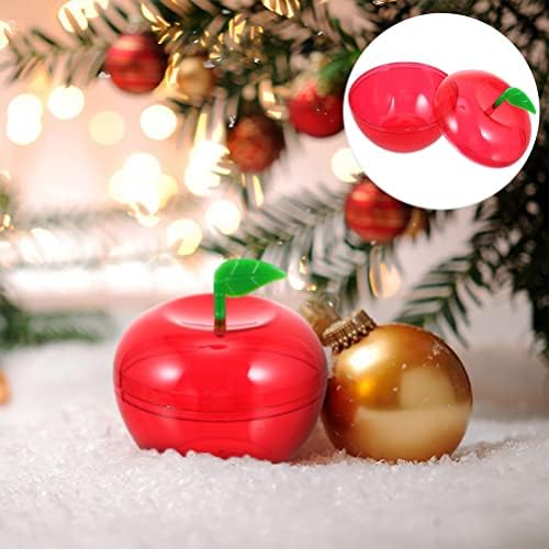 24шт Голям Червен Контейнер: Коледен Контейнер, Запълнен с Пластмасови Поклаща Ябълки, Качающиеся Съдове, Украси