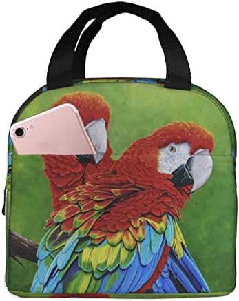 Чанта за Обяд HAZIMCS Scarlet Macaws Водоустойчив Изолирано Множество Чанта За Хранене Обяд Бокс Контейнер за