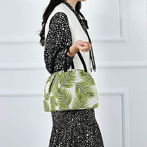 Случайна чанта за обяд Дамски - Летни Тропически Палмови Листа, Големи Запечатани Торби за Обяд с плечевыми
