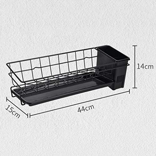 PDGJG Black Dish Rack - Креативен Стенен Кухненски Рафтове, на един слой Рафтове За съхранение на Съдове, Порест