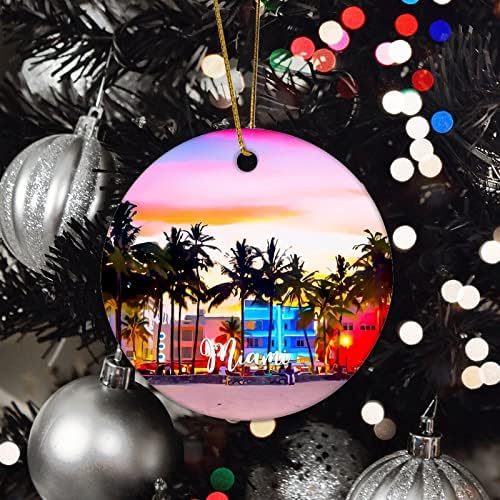 Коледни Керамични Бижута на Градския Пейзаж Маями Коледна Украса Природен Пейзаж Забавно Двустранен Печат Коледни
