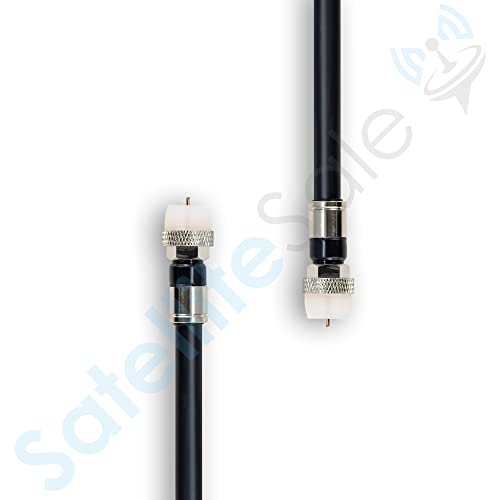 Сателитен Цифров Коаксиален кабел RG-6/U 75 Ома с Водоустойчиви Конектори F-Тип за помещения/улица, Гъвкав Проводник,