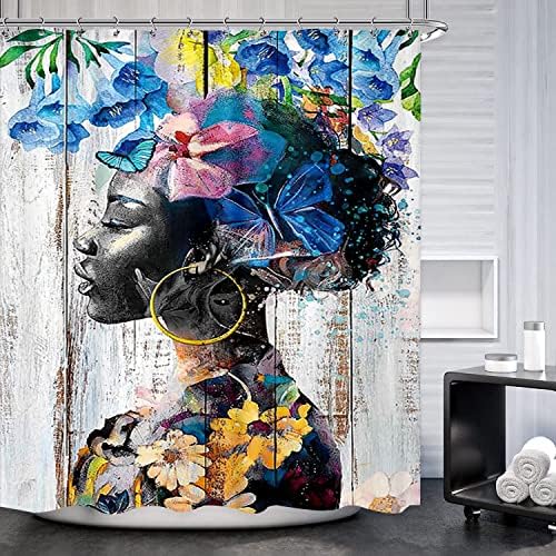 Луксозна душ Завеса за Душ За Черна Момичета, Афроамериканские Завеси За Душ 72x72 Инча, Завеса за Душ За чернокожа