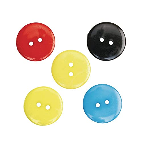 Цвят 100 БР Копчета 20 мм за Бродерия, Кръгли Шиене на Копчета с 2 Дупки, 4 Основни Цвята, Червени, Жълти, Сини,