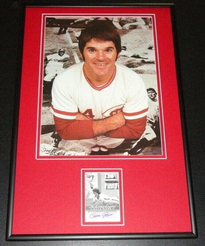 Бейзболни картички с автограф Пита Роуза в рамка с размер 12x18 с участието на Червени ЛИСТА - MLB