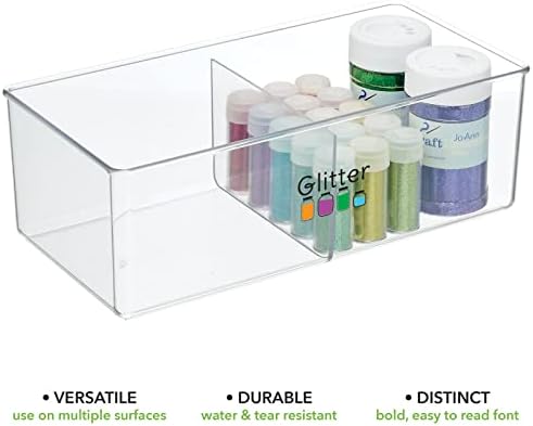 Пластмасов Органайзер за бродерия и шиене mDesign, Кутия за съхранение на багаж - 2 Секции - Държач за бои,