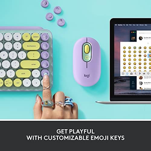 Ръчна Безжична клавиатура Logitech POP Keys с поръчкови смайликами, здрав, Компактен дизайн, възможността за свързване чрез Bluetooth или USB, поддръжка на няколко устройства, с?