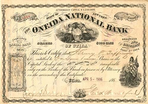 Националната банка на Ютики Oneida - склад за сертификат