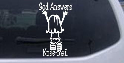 Бог Отговори Knee-Mail Момиче Християнска стикер-броня Стикер с надпис God Отговори за прозорци, автомобили,