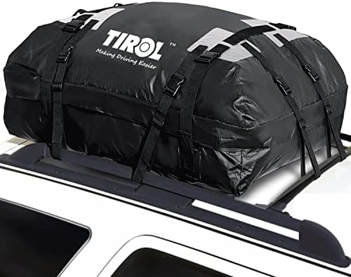 TIROL Водоустойчив Багажная Пътна чанта за носене на товар на покрива (15 Кубични фута) за автомобили с рейлингами