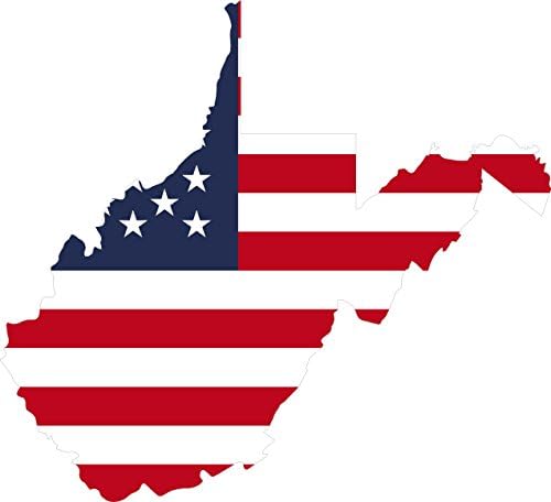 Държавен Флаг вътре в Западна Вирджиния, Стикер с размер 4x5,6 инча, Vinyl стикер за щанцоване - Направи и изпратени